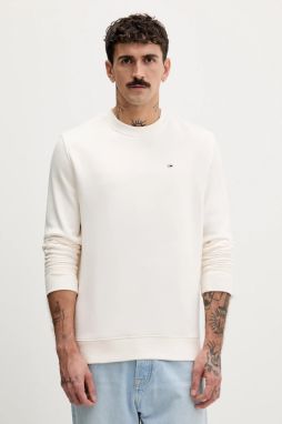 Mikina Tommy Jeans béžová farba, jednofarebná, DM0DM20741