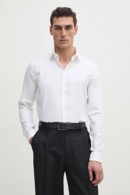 Košeľa Calvin Klein pánska, biela farba, slim, s talianskym golierom, K10K114316