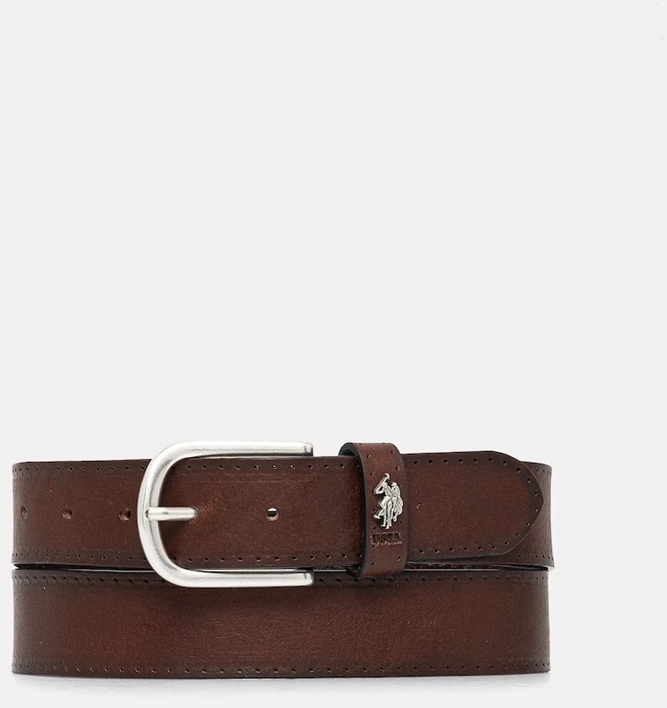 Kožený opasok U.S. Polo Assn. Dallas pánsky, hnedá farba, WEUDX2641MHA