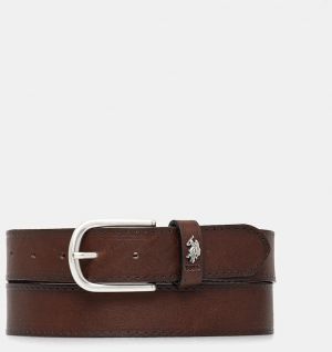 Kožený opasok U.S. Polo Assn. Dallas pánsky, hnedá farba, WEUDX2641MHA