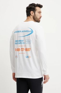 Tréningové tričko s dlhým rukávom Under Armour Workwear Logo biela farba, s potlačou, 1390167