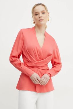 Blúzka BOSS dámska, oranžová farba, jednofarebná, 50537380
