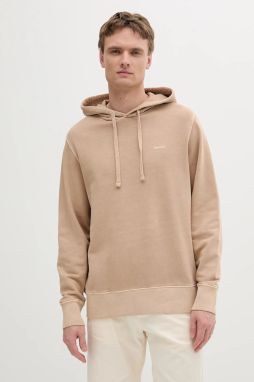 Bavlnená mikina Gant béžová farba, s kapucňou, jednofarebná, 2067035