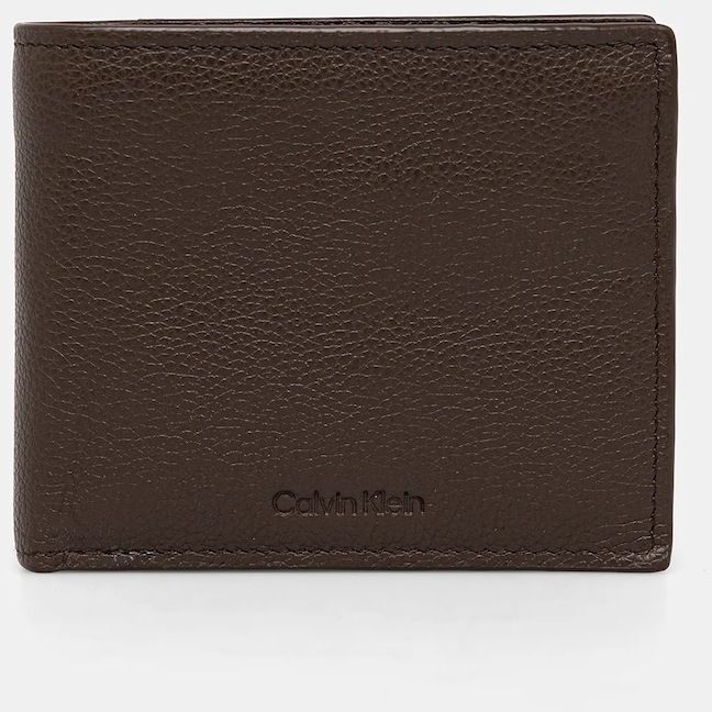 Kožená peňaženka Calvin Klein hnedá farba, LV04D1033G