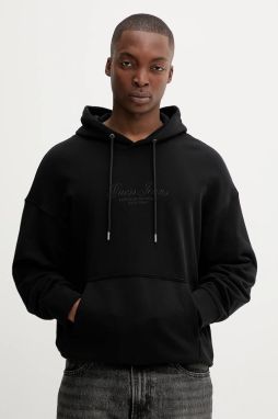 Bavlnená mikina Guess Jeans čierna farba, s kapucňou, jednofarebná, M5YQ16 KCPR1