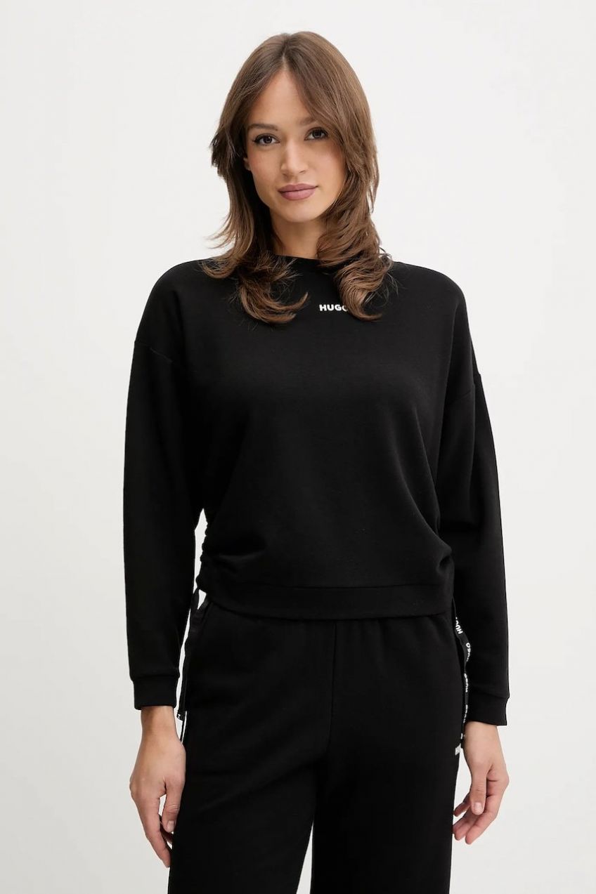 Mikina HUGO CASUAL_SWEATSHIRT čierna farba, jednofarebná, 50556884