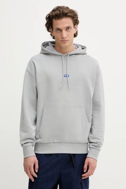 Bavlnená mikina Hugo Blue Nalonso béžová farba, s kapucňou, 50522374