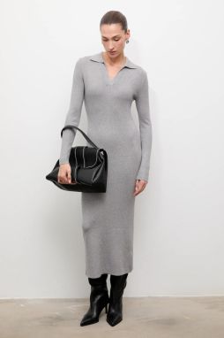 Šaty Answear.LAB šedá farba, midi, priliehavá