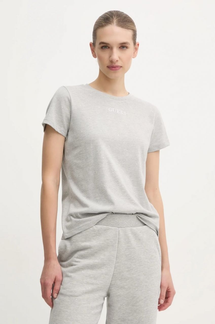 Tričko Guess RHINESTONES dámske, šedá farba, V5RI18 I3Z14