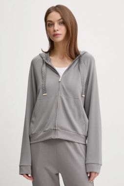 Mikina s kapucňou BOSS šedá farba, s kapucňou, jednofarebná, 50535842