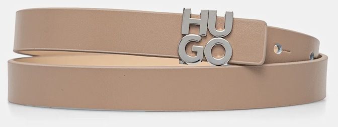 Kožený opasok HUGO dámsky, béžová farba, 50542497