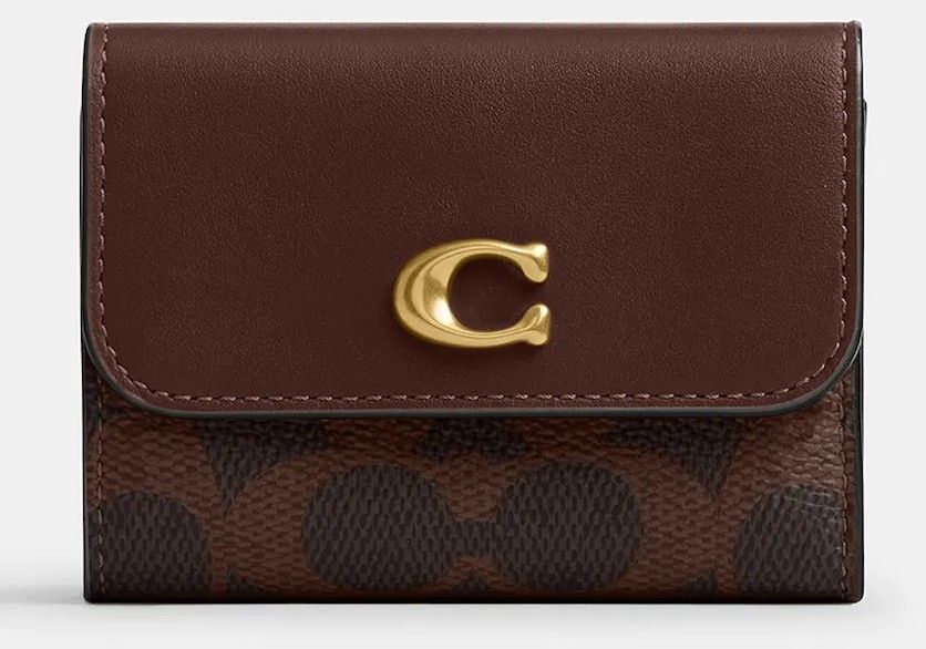 Peňaženka Coach dámska, hnedá farba, CAN48