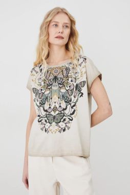 Bavlnené tričko Medicine dámske, béžová farba