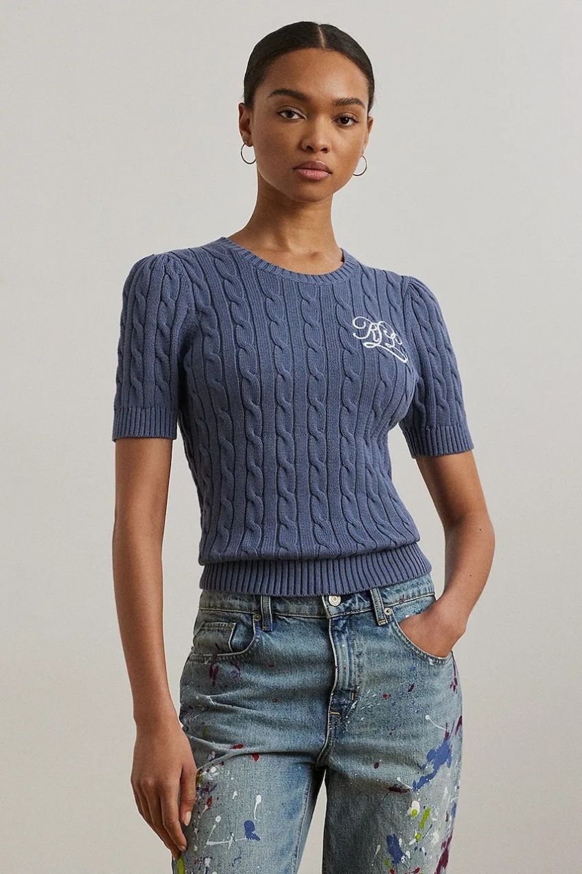 Bavlnený sveter Lauren Ralph Lauren tmavomodrá farba, 200976989