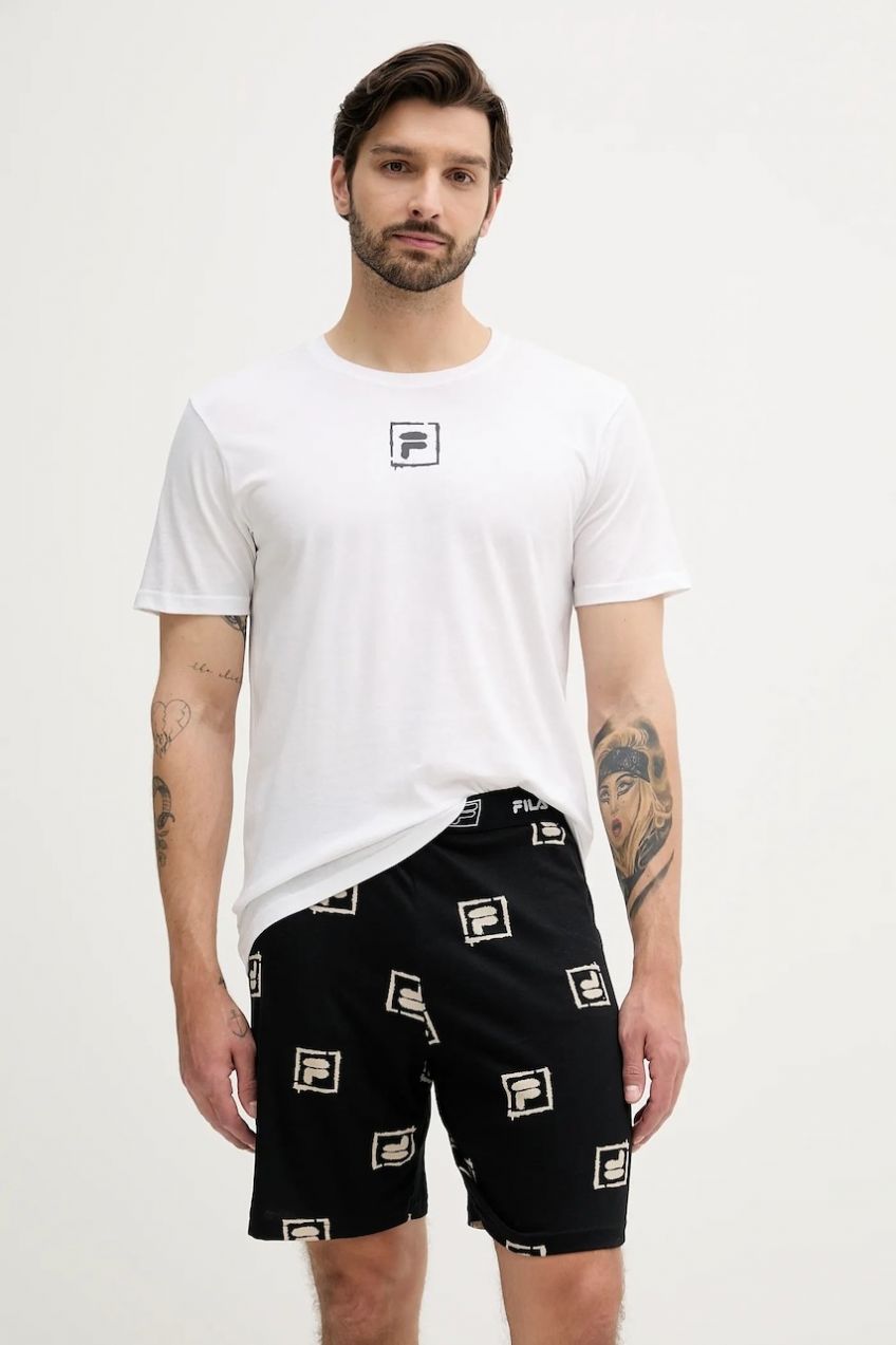 Bavlnené pyžamo Fila biela farba, vzorované, FPS1221