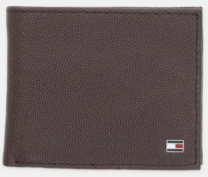 Kožená peňaženka Tommy Hilfiger hnedá farba, AM0AM13518