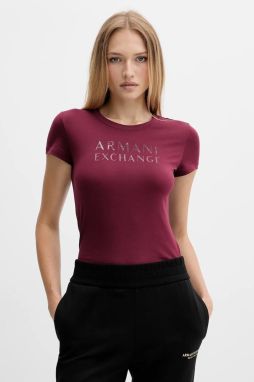 Bavlnené tričko Armani Exchange dámske, bordová farba, XW001357 AF10356