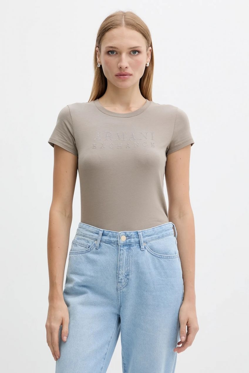 Tričko Armani Exchange dámske, zelená farba, XW001349 AF17173