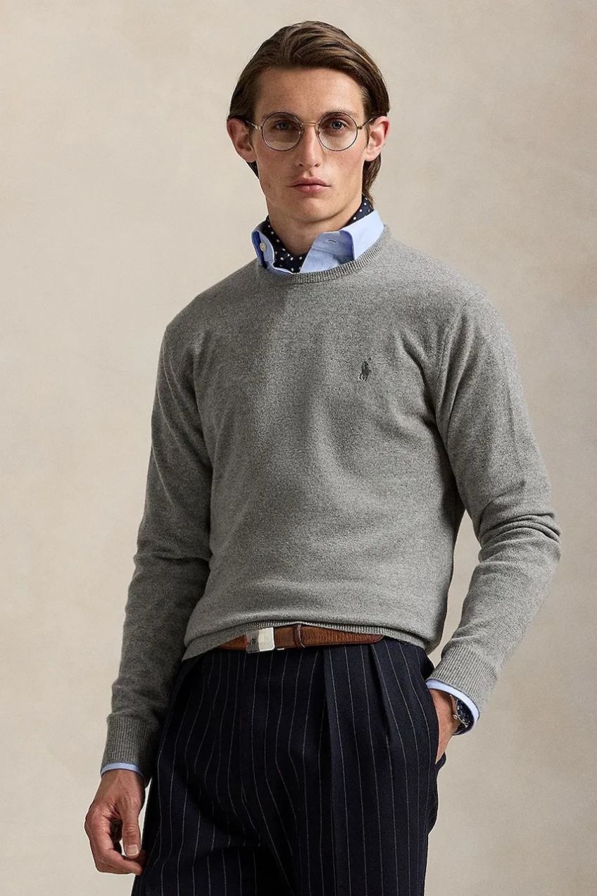 Vlnený sveter Polo Ralph Lauren šedá farba, 710974148