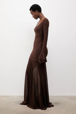 Šaty Answear.LAB hnedá farba, maxi, áčkový strih