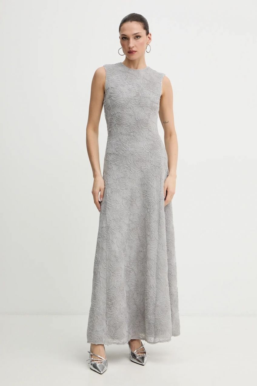 Šaty Rotate šedá farba, maxi, áčkový strih, 1152281210