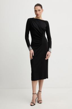Šaty Liu Jo čierna farba, midi, rovný strih, WA6195 J4844