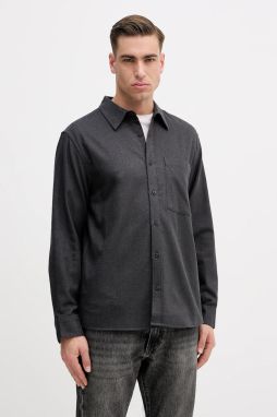 Bavlnená košeľa Calvin Klein Jeans šedá farba, regular, s klasickým golierom, LV14RE112G