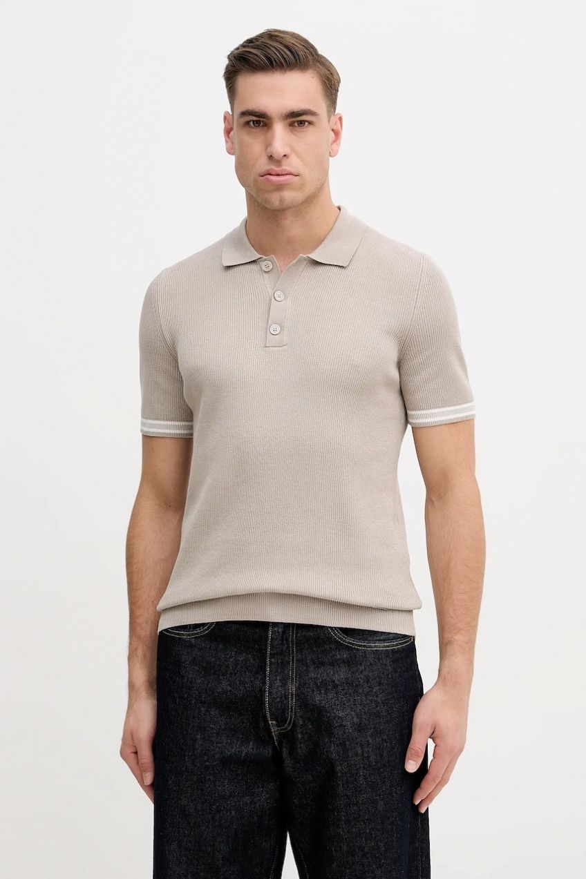 Bavlnené polo tričko Joop! hnedá farba, jednofarebné, 30100018
