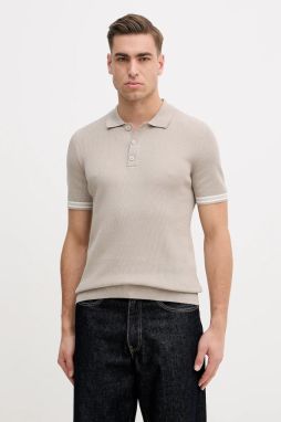 Bavlnené polo tričko Joop! hnedá farba, jednofarebné, 30100018