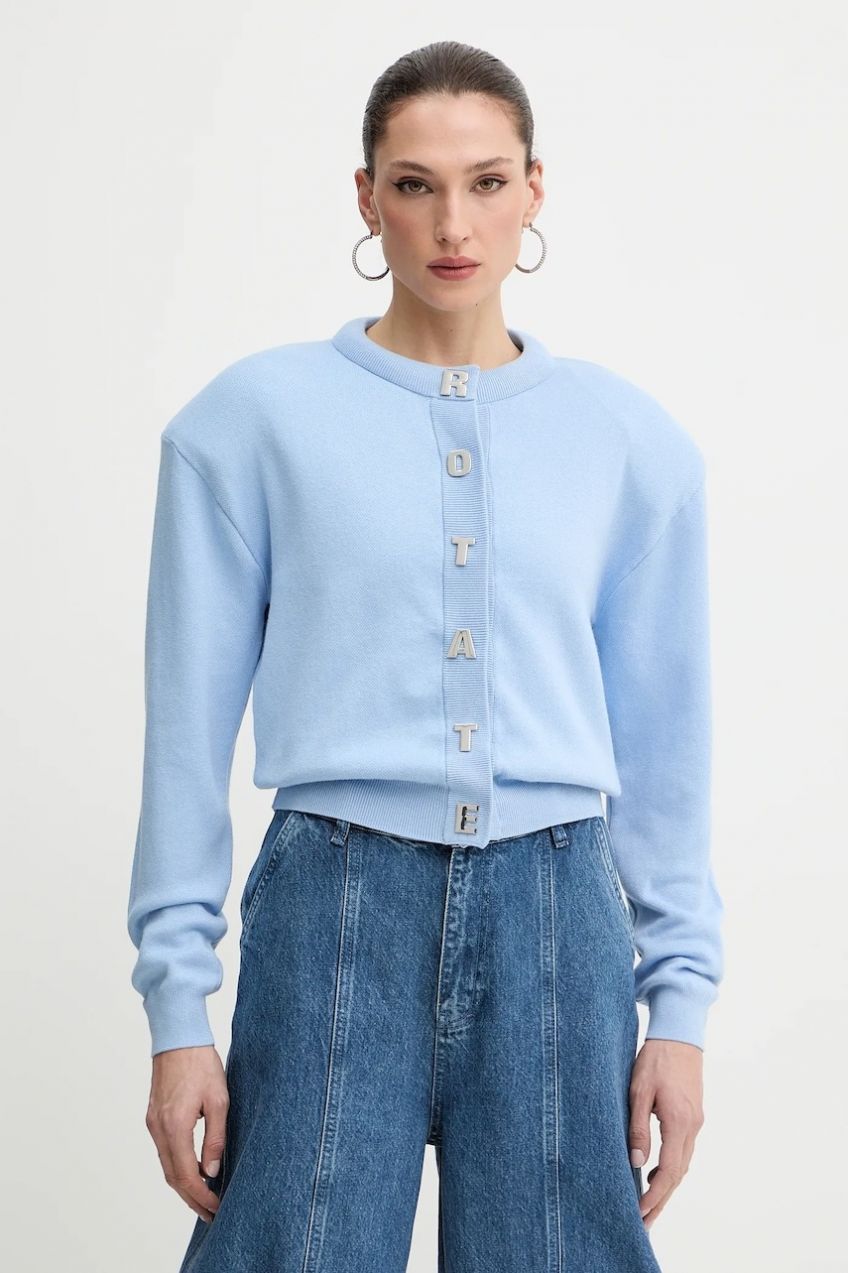 Kardigán s prímesou kašmíru Rotate modrá farba, ľahký, 1138541321