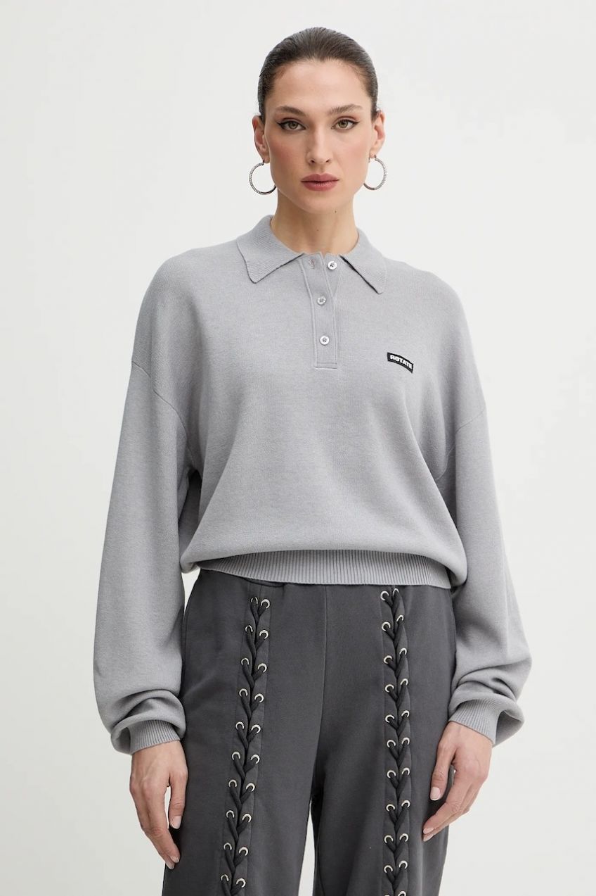 Sveter s prímesou vlny Rotate šedá farba, ľahké, 115137039