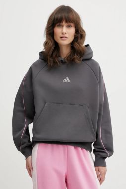 Mikina adidas Stadium šedá farba, s kapucňou, jednofarebná, KB4959