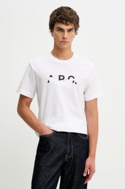 Bavlnené tričko A.P.C. T-SHIRT MANCHES COURTES TACHE BLANCHE pánske, biela farba, s potlačou, COHBM.M26458