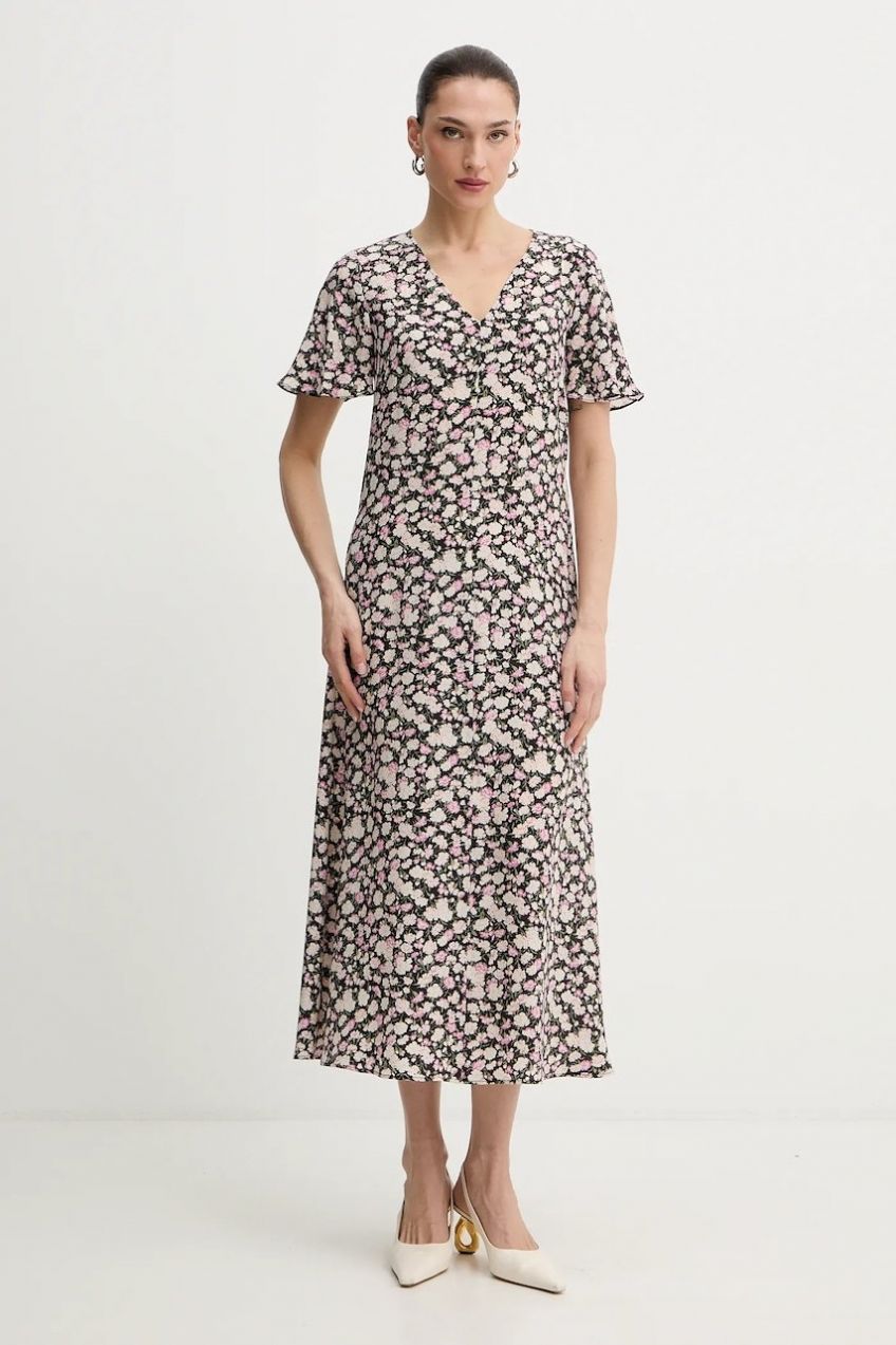 Hodvábne šaty Weekend Max Mara PAGINE čierna farba, maxi, áčkový strih, 2615221081600