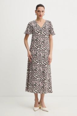 Hodvábne šaty Weekend Max Mara PAGINE čierna farba, maxi, áčkový strih, 2615221081600