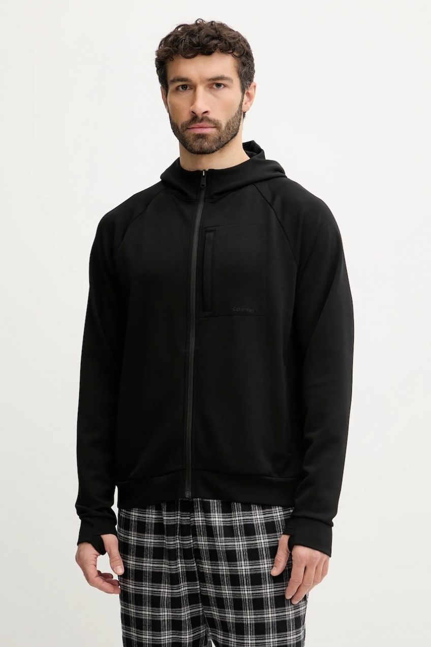 Mikina Calvin Klein Underwear čierna farba, s kapucňou, jednofarebná, LV00NM2924