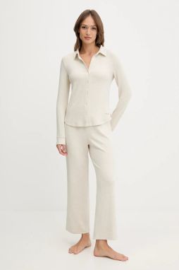 Pyžamo Calvin Klein Underwear dámske, béžová farba, LV00QS7582