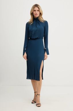 Viskózové šaty Patrizia Pepe modrá farba, midi, rovný strih, 8A1623 A8I1