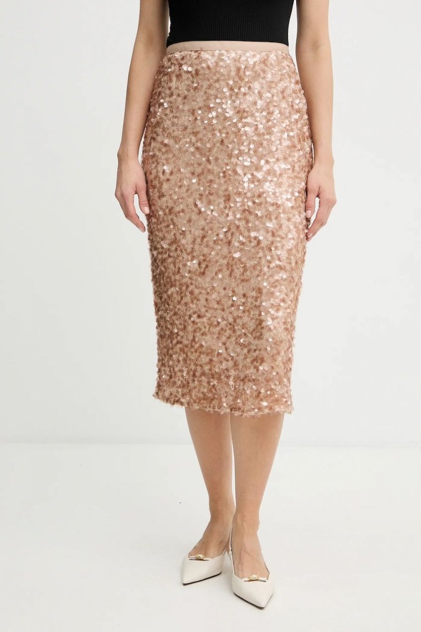 Sukňa Weekend Max Mara OCCHIO béžová farba, midi, rovný strih, 2615771041600