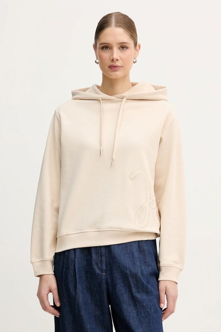 Mikina Joop! béžová farba, s kapucňou, s nášivkou, 30100249