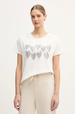 Bavlnené tričko OUI dámske, biela farba, 96050