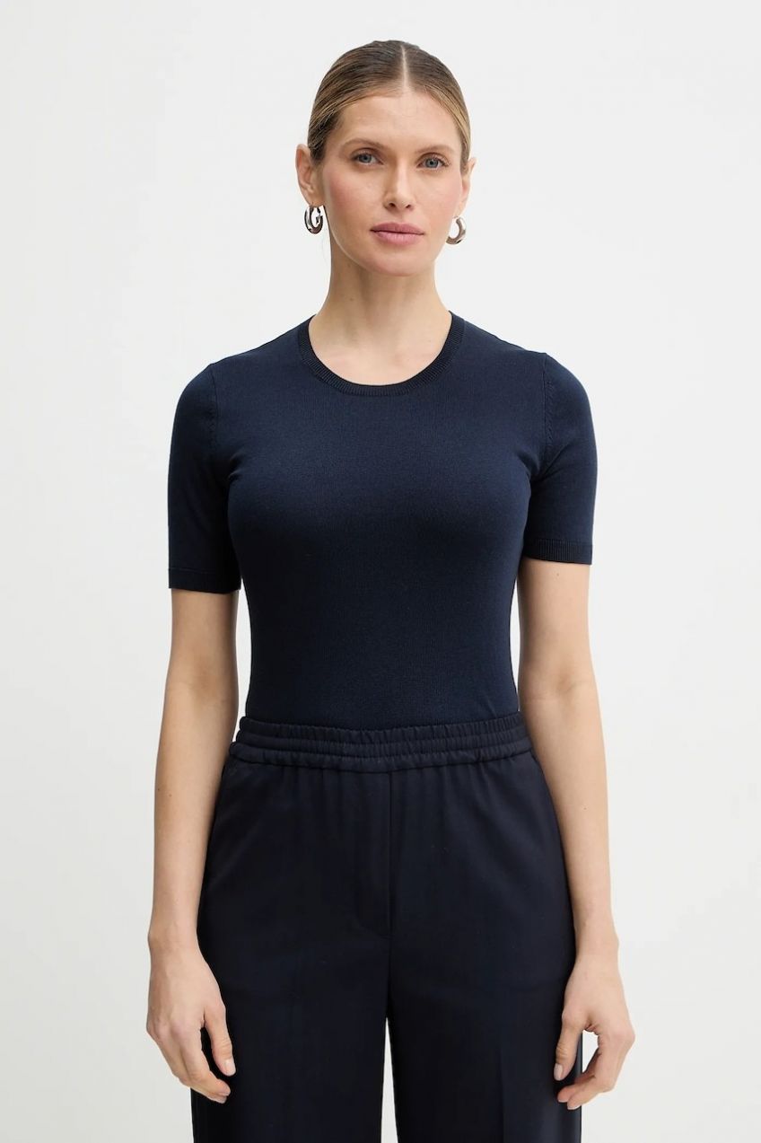 Sveter s prímesou hodvábu Weekend Max Mara GABARRA tmavomodrá farba, ľahký, 2615361081600