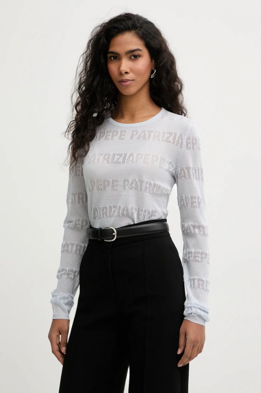 Sveter Patrizia Pepe modrá farba, ľahký, 8K0354 K303