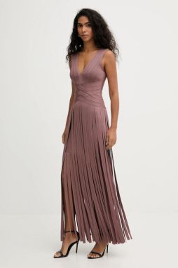 Šaty Herve Leger Harlow hnedá farba, maxi, priliehavé, FRI8549951