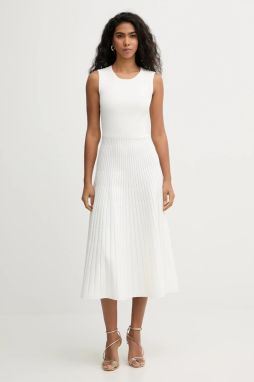 Šaty Herve Leger Cassia béžová farba, midi, áčkový strih, DMC8548625