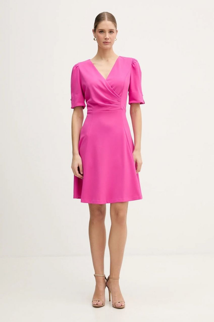 Šaty Dkny fialová farba, mini, áčkový strih, DD6A127A