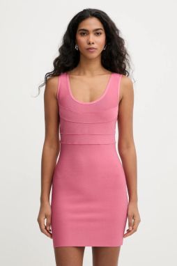 Šaty Herve Leger Amara ružová farba, mini, priliehavé, HLT8551404