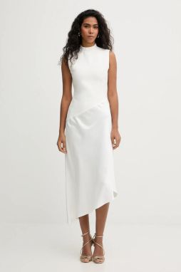 Šaty Herve Leger Esme béžová farba, midi, áčkový strih, DWS8549892