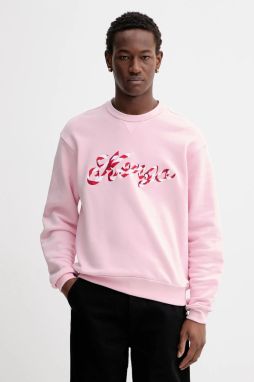 Bavlnená mikina Kenzo ružová farba, s nášivkou, FG55SW2024MJ