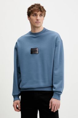 Bavlnená mikina HUGO Danotop modrá farba, jednofarebná, 50553134